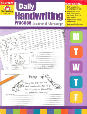 Daily Handwriting Traditional Manuscript Evan Moor Educational Publishers Children | BookBuzz.Store